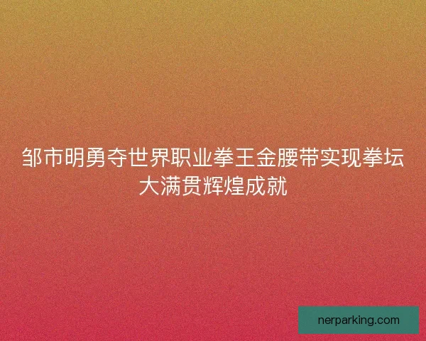 邹市明勇夺世界职业拳王金腰带实现拳坛大满贯辉煌成就